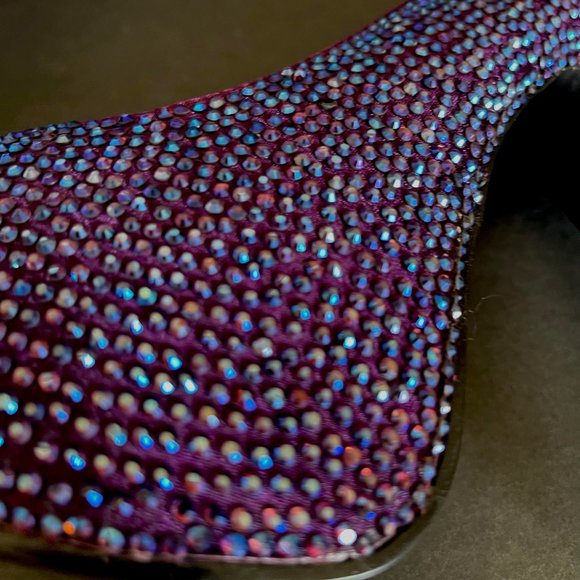 Bordello Teeze Rhinestone Platforms Purple with Iridescent Stones Size 8 - Picture 9 of 13